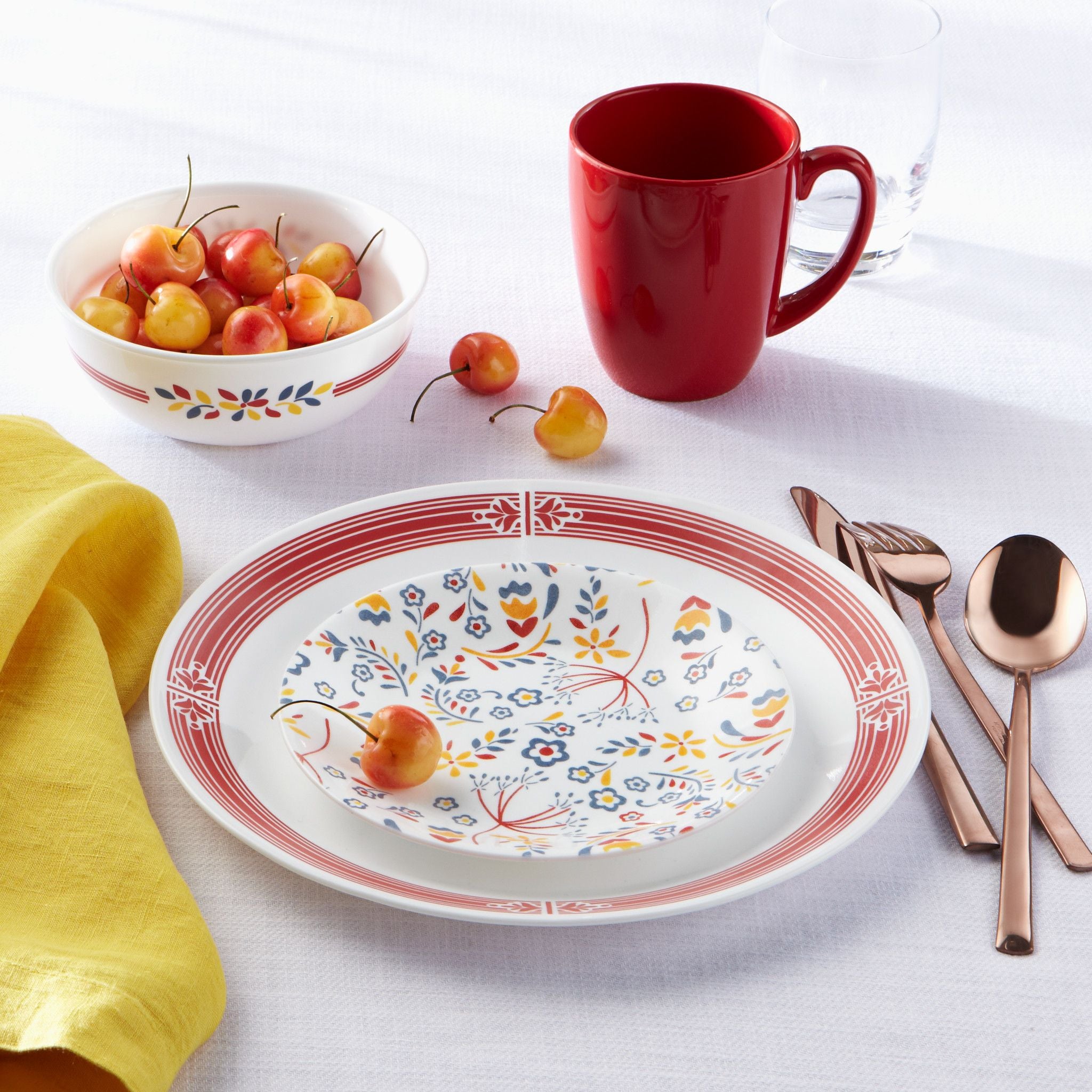 Corelle PRAIRIE GARDEN 16-oz SOUP Cereal BOWL **Choose: RED or GRAY Floral Motif - Image 4