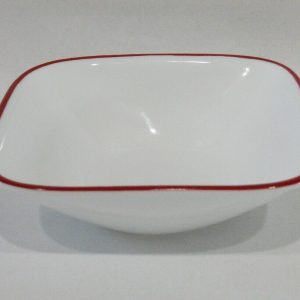 NEW Corelle RED RIM Square 10-oz DESSERT BOWL Fruit Splendor Chelsea Kyoto Leaves