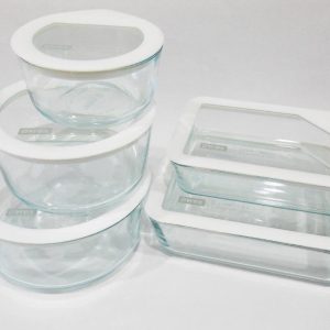 10-pc PYREX ULTIMATE Food Storage Container Set WHITE SILICONE & GLASS LIDS