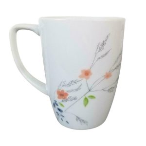 Corelle ADLYN 12-oz PORCELAIN MUG Cup Watercolor Floral Coral Blue Blooms