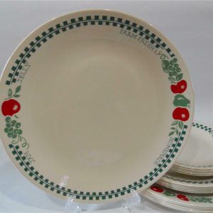 1 Corelle FARM FRESH Sandstone 10 1/4 DINNER PLATE Green Gingham Apples