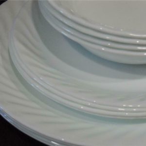 12-pc Corelle ENHANCEMENTS White DINNERWARE SET Dinner Lunch PLATE 18-oz BOWL