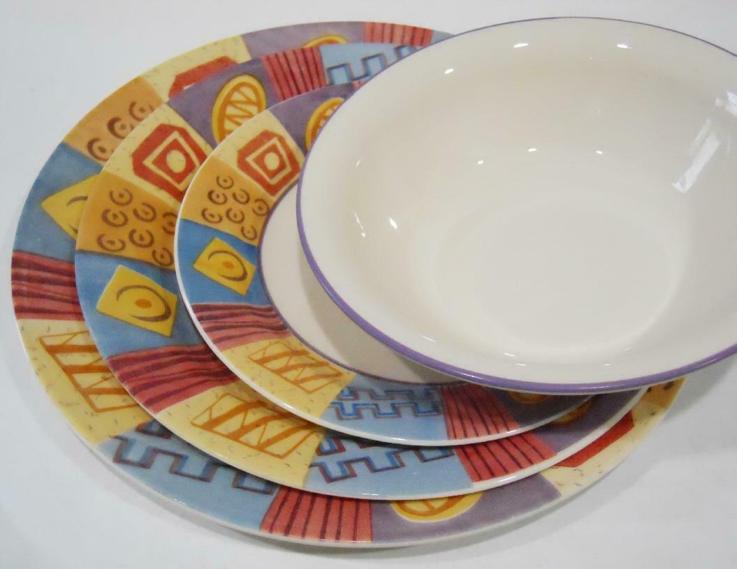 1 Corelle TRIBAL Sandstone 18-oz SOUP BOWL Cereal Salad *African Purple Rim - Image 2