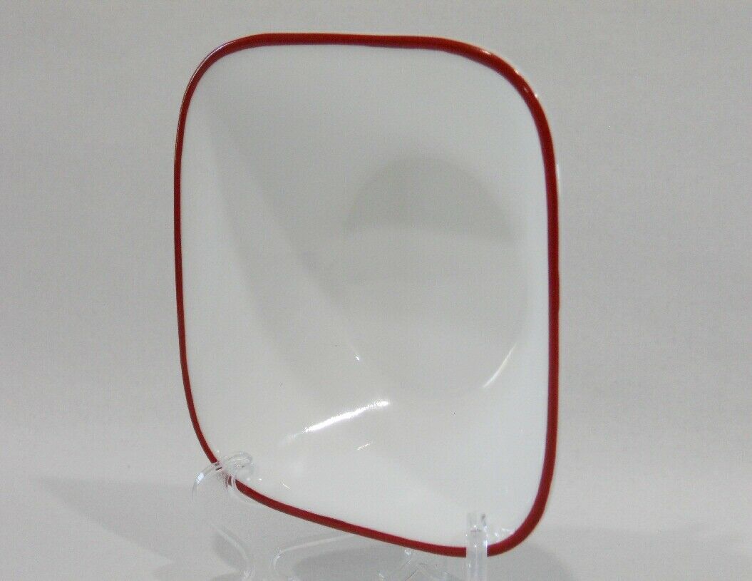 NEW Corelle RED RIM Square 10-oz DESSERT BOWL Fruit Splendor Chelsea Kyoto Leaves - Image 2