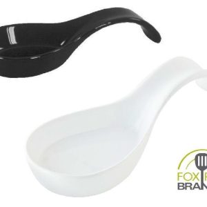 Fox Run 7 3/4 Stoneware SPOON REST - JETT BLACK Kitchen Cooking Counter NEW