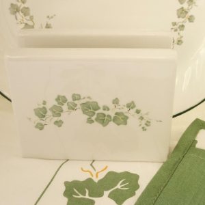 Corelle NAPKIN Letter HOLDER Callaway Ivy *Thick Heavy PORCELAIN