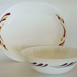 Corelle CELEBRATION Serving PLATTER Plate OR 1 Qt BOWL Purple Red Yellow Accents