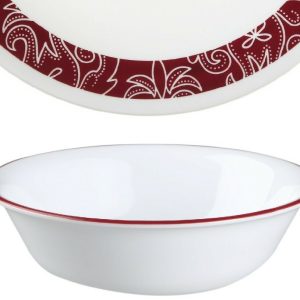1 NEW Corelle BANDHANI 18-oz SOUP CEREAL SALAD BOWL 6.25 Dark Crimson Red Rim