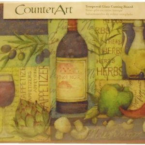 15x12 WINE COLLAGE Glass Counter Saver Board Hot Plate PINOT NOIR Red Olive OIL