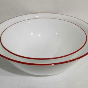Corelle RED RIM Choice: 1 Qt or 2 Qt SERVING BOWL *Cafe Holly Bandhani Crimson