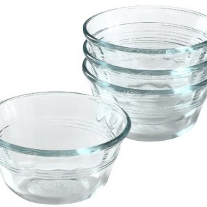 NEW 4 PYREX 6-oz Glass CUSTARD CUPS Bake Prep Dessert Clear Side Dish #463