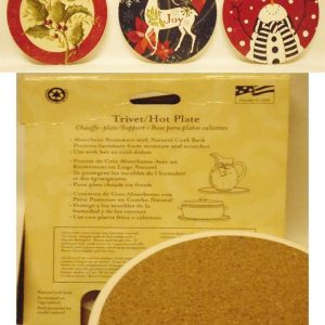 6 Christmas Stoneware TRIVET / HOT PLATE *Holly. Comfort & Joy. OR Red Snowman
