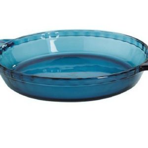 *NEW Anchor Hocking RIO COASTAL BLUE 9.5 PIE PLATE Deep Dish Quiche Crimped Rim