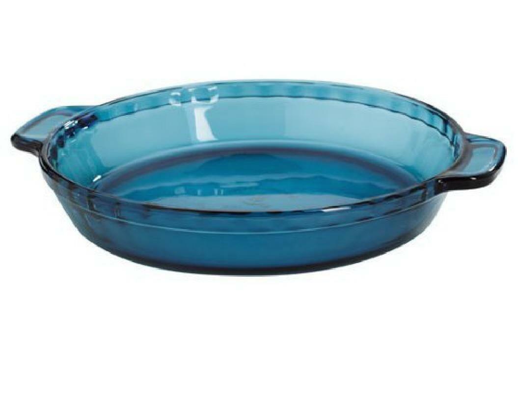 *NEW Anchor Hocking RIO COASTAL BLUE 9.5 PIE PLATE Deep Dish Quiche Crimped Rim