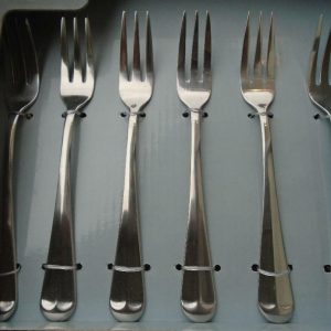 6-pc HAMPTON FORGE Lexington Mirror COCKTAIL FORK SET Shrimp 18/10 Stainless NEW