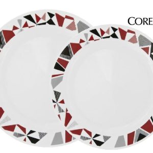 Corelle MOSAIC RED Choose: DINNER or LUNCH PLATE *Scarlet Black Gray Geometric