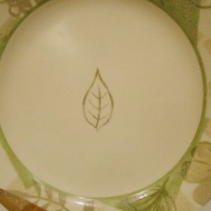 1 Corelle TEXTURED LEAVES 7 1/4 BREAD Dessert PLATE Sandstone Green Brown Tan
