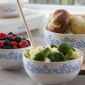NEW 3-pc CorningWare Corning CORNFLOWER BLUE Stoneware MIXING & SERVING BOWL SET