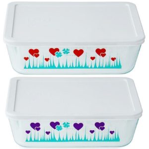 Pyrex 11-Cup Red LUCKY in LOVE or Purple MIDNIGHT GARDEN Bowl Hearts & Shamrocks