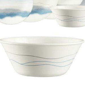1 New Corelle ADIRONDACK 21.5-oz SOUP BOWL Cereal Salad *Smoky Blue Gray Lines