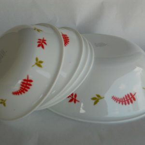 5-pc Corelle RAINFOREST Snack Set SERVING & 10-oz DESSERT BOWLS Red Orange Green