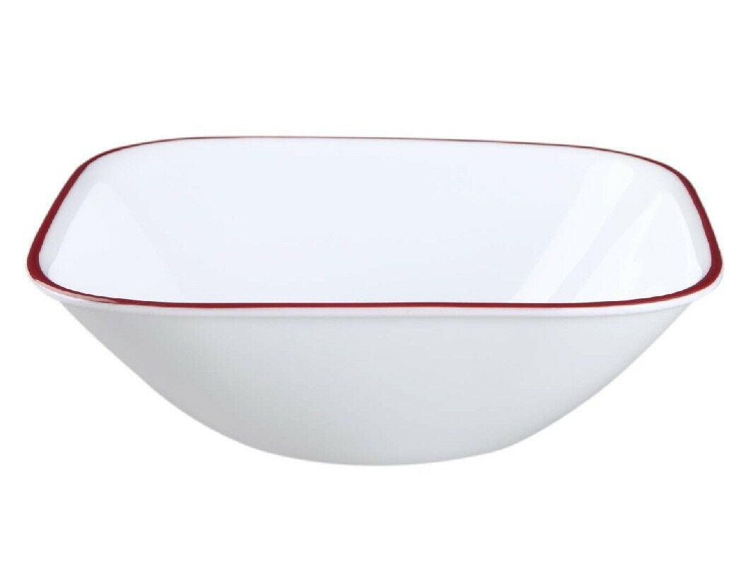 Corelle SPLENDOR RED Square 22-oz SOUP Cereal BOWL *Chelsea Rose Kyoto Leaves