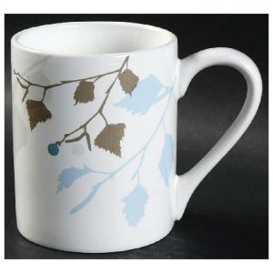 1 Corelle IMPRESSIONS LEAVES 11-oz STONEWARE MUG Blue Brown Branches Leaves *NEW