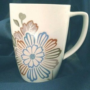 NW Corelle Square COCOA BLOSSOM 12-oz Porcelain MUG / CUP Asian Blue Red