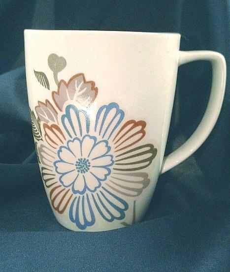 NW Corelle Square COCOA BLOSSOM 12-oz Porcelain MUG / CUP Asian Blue Red