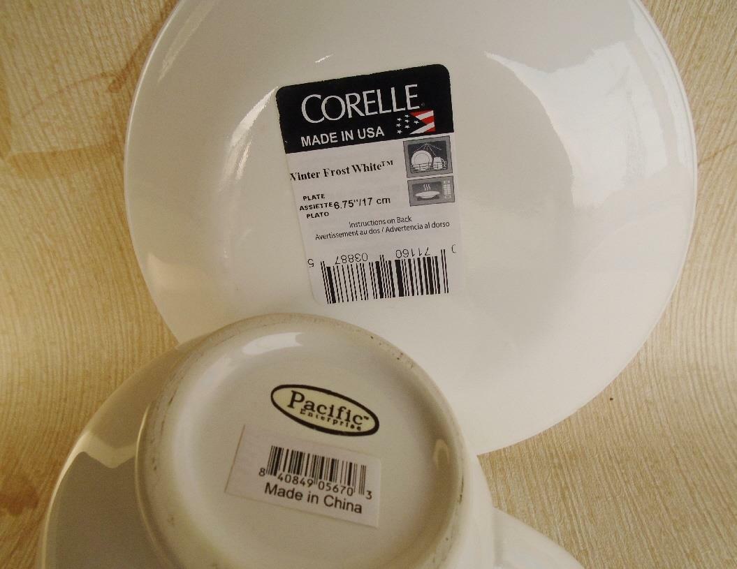 Pacific WHITE SUGAR BOWL & GRAVY BOAT Creamer Sauce w/Corning UNDERPLATE *New - Image 3