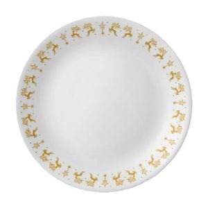 Corelle DANCER & PRANCER 8.5 LUNCH PLATE Luncheon Christmas Holiday Reindeer