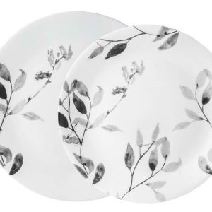 Corelle Boutique MISTY LEAVES 10 1/4 DINNER or 8 1/2 LUNCH PLATE Grey Leaves