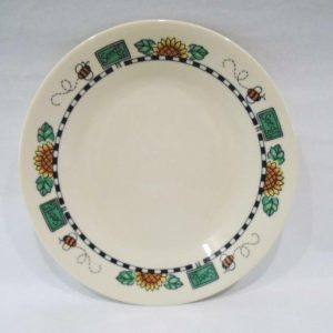 1 Corelle SUNBLOSSOMS Sandstone BREAD PLATE Butter Dessert SUNFLOWERS SEEDS BEES