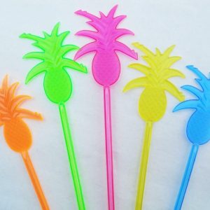 20 PINEAPPLE Fruit 9.5 Tall Acrylic TROPICAL DRINK Cocktail Swizzle STIRRERS