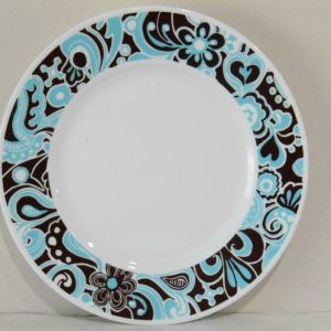 Corelle PRO DANCING CAROUSEL DINNER PLATE Turquoise Brown 30% Thicker Vitrelle 2