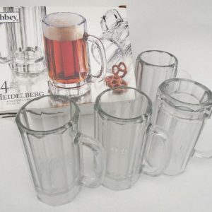 4 Libbey 16-oz HEIDLEBERG MUGS Beer Bar Glasses *Thick Heavy Weighted Base NIB
