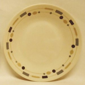 Corelle SANDSTONE CIRCLES 6 3/4 BREAD PLATE *Gold Gray Black Geometric Shapes NW