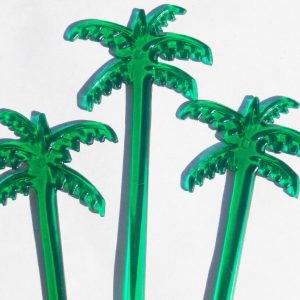 50 Green PALM TREES Leaves 7 Acrylic TROPICAL DRINK Cocktail Swizzle STIRRERS