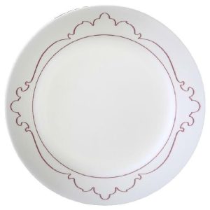 Corelle B-FRAMES MAUVE 8 1/2 LUNCH PLATE Stenciled Silhouette *Muted Pink Red NW