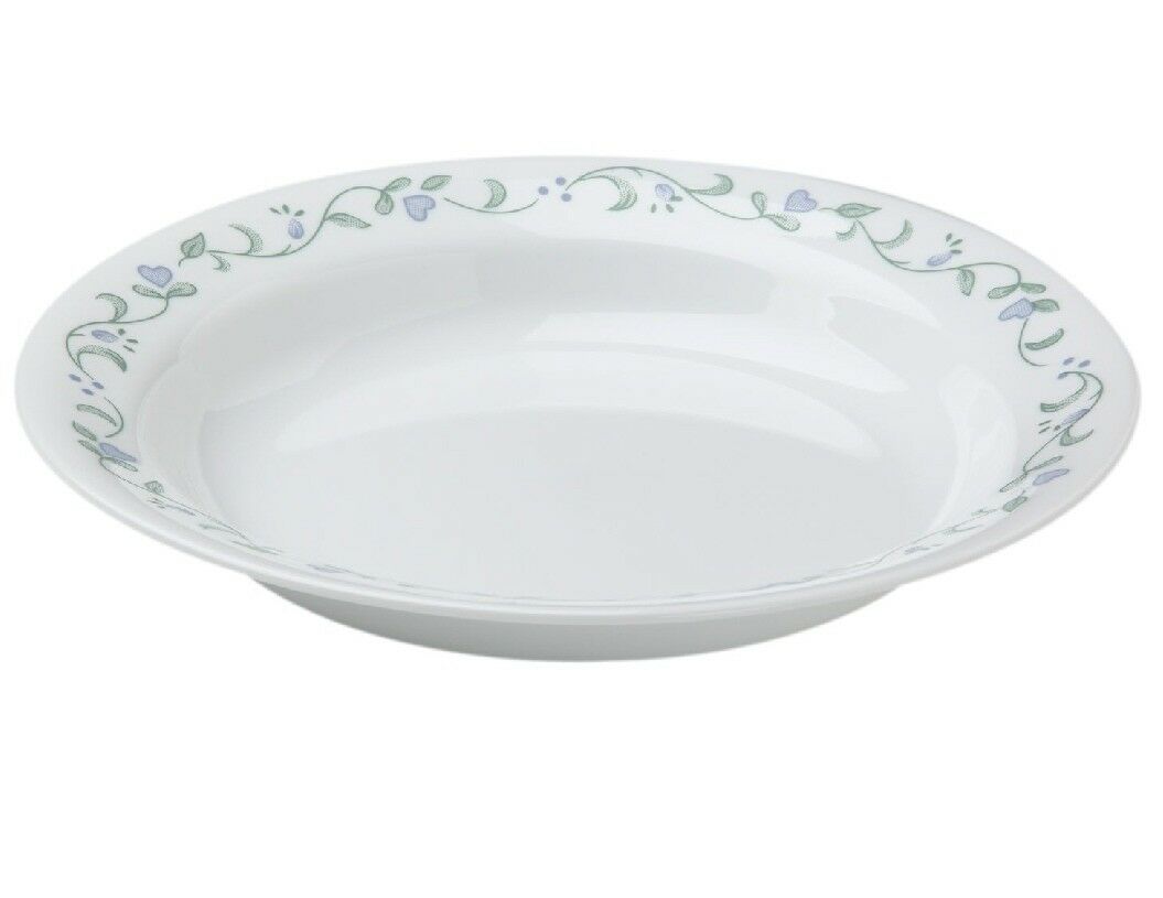 1 NEW Corelle COUNTRY COTTAGE 15-oz Flat Rim SOUP BOWL 8 1/2 Green Blue Hearts