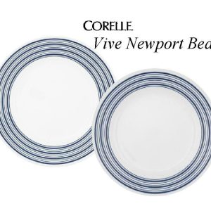 Corelle Vive NEWPORT BEACH 10 3/4 DINNER or 8 1/2 LUNCH Plate *BLUE Bands NEW