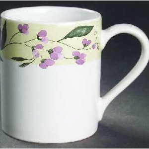 Corelle Lifestyles FLORAL GRAPE 11-oz Stoneware MUG Cup Purple Green Gold *NEW