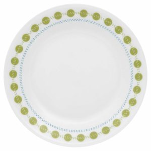Corelle SOUTH BEACH 6 3/4 Bread Dessert Plate *Miami Blue Lines w/Green Dots