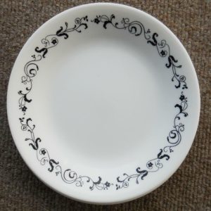 1 Corelle GARDEN GETAWAY 6 3/4 BREAD PLATE Butter Dessert BLACK Floral Vines