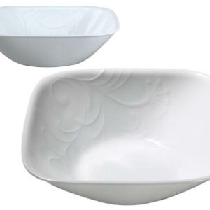 Corelle Boutique CHERISH Square 1.5-Qt SERVING BOWL 9 White Embossed Floral