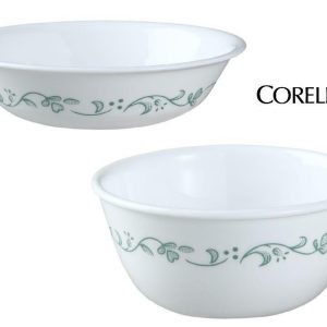 Corelle COUNTRY COTTAGE Choose: 12-oz RICE or 10-oz Dessert BOWL Green Heart & Vines