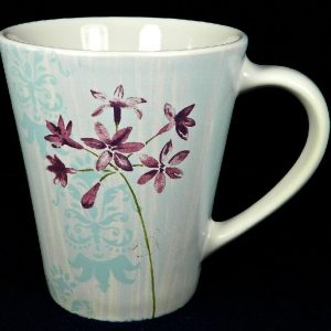 1 Corelle SUMMER MEADOW 11-oz Stoneware MUG *Purple Floral Powder Blue Motif NEW