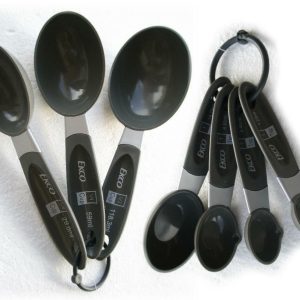7pc EKCO 123 Measuring SCOOPS & SPOONS SET *Gray Cups Tbsp Tsp ml Canister Bake