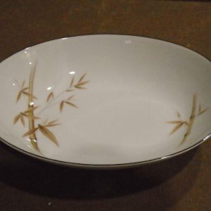 BAMBOO FC Fine China JAPAN 10 x 8 OVAL SERVING BOWL Platinum Rim Brown Branch