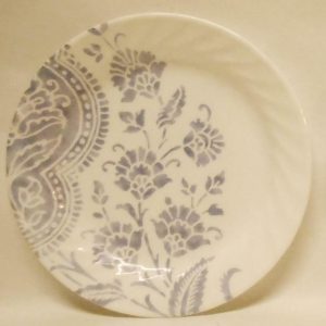 Corelle BOTANIQUE 7 1/4 Dessert Bread Plate *Muted Blue Floral Sculptured Rim